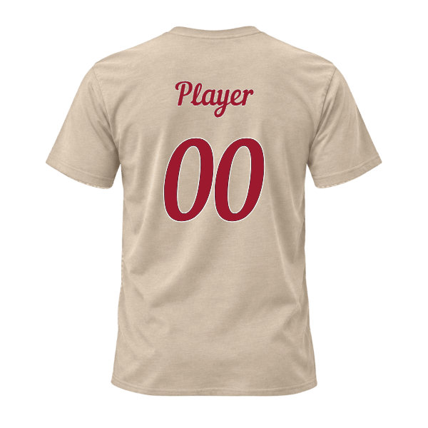 Baseball Majors–Andrix Unisex Jersey Short-Sleeve Tee – Spartan Helmet – Tan – back mockup