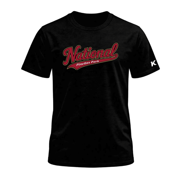 Baseball Majors–Andrix Unisex Jersey Short-Sleeve Tee – National Script – Black – front mockup