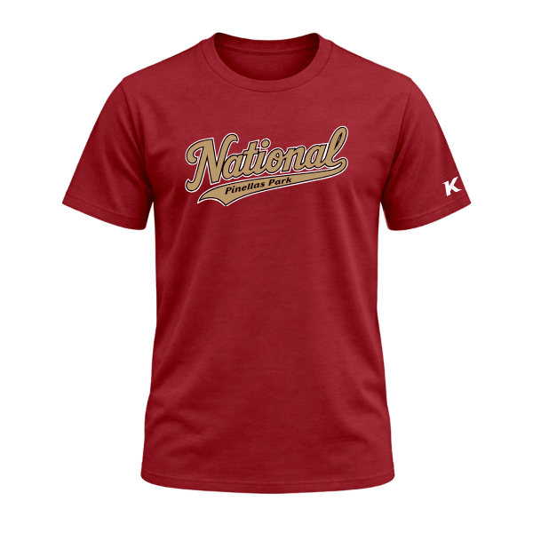 Baseball Majors–Andrix Unisex Jersey Short-Sleeve Tee – National Script – Cardinal – front mockup