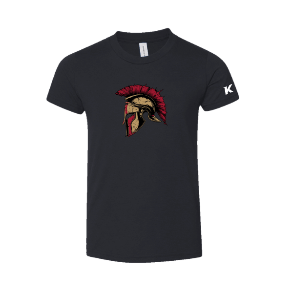 Baseball Majors–Andrix Toddler Jersey Short-Sleeve Tee – Spartan Helmet – Solid Black Blend – front mockup