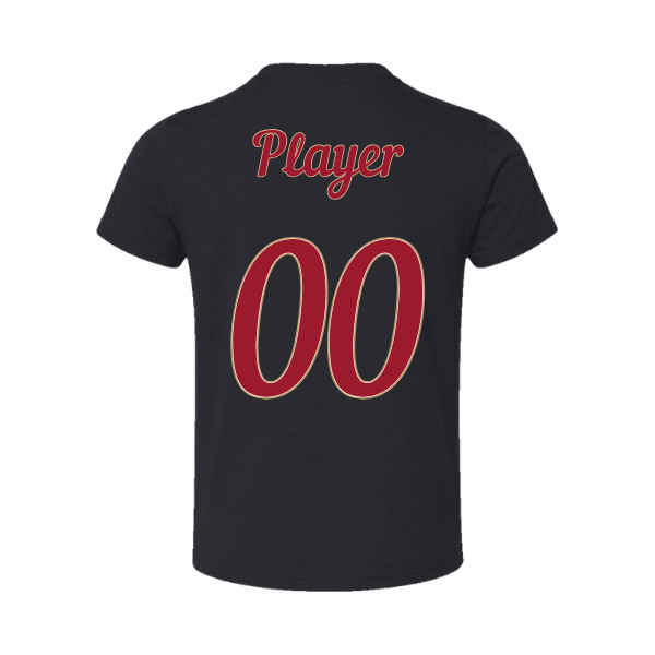 Baseball Majors–Andrix Toddler Jersey Short-Sleeve Tee – National Script – Solid Black Blend – back mockup