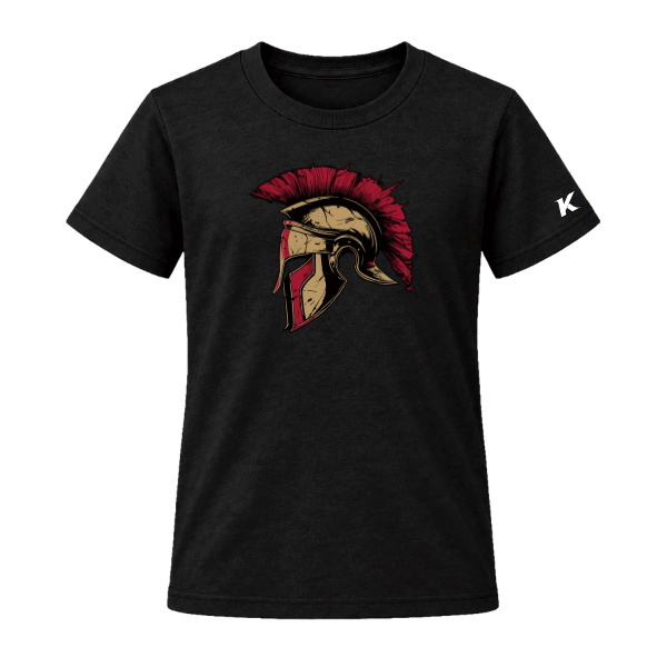 Baseball Majors–Andrix Youth Jersey Short-Sleeve Tee – Spartan Helmet – Black – front mockup