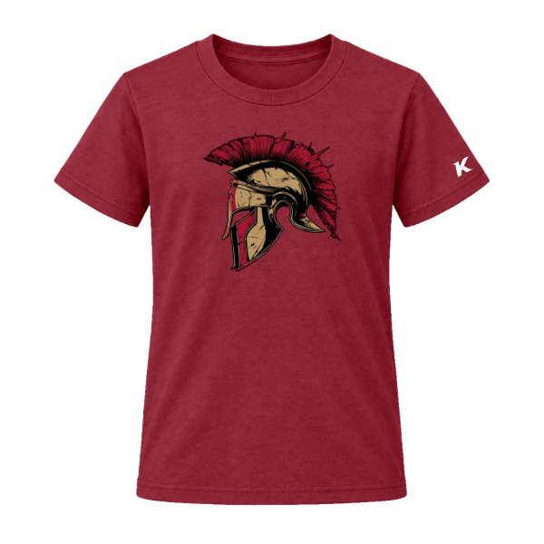 Baseball Majors–Andrix Youth Jersey Short-Sleeve Tee – Spartan Helmet – Cardinal – front mockup