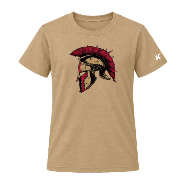 Baseball Majors–Andrix Youth Jersey Short-Sleeve Tee – Spartan Helmet – Tan – front mockup