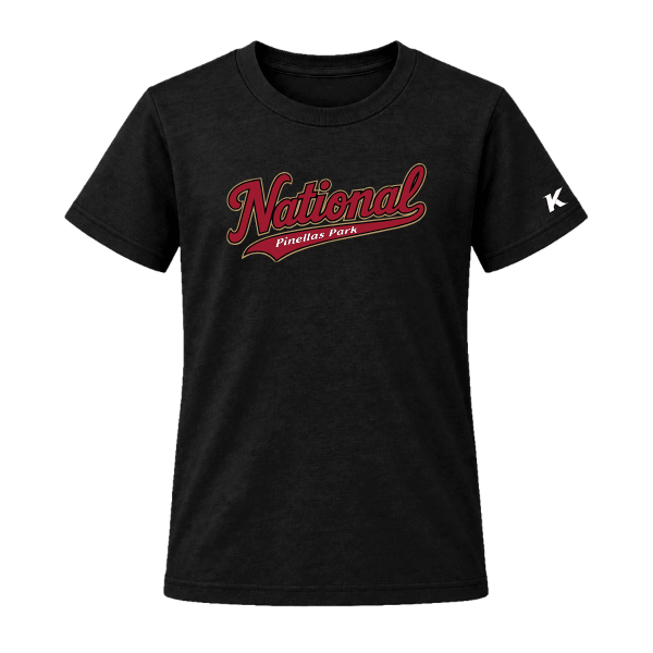 Baseball Majors–Andrix Youth Jersey Short-Sleeve Tee – National Script – Black – front mockup
