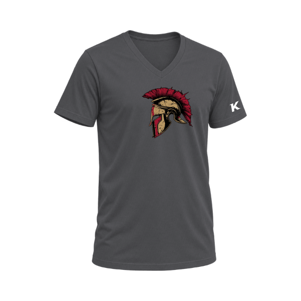Baseball Majors–Andrix Unisex Heather CVC V-Neck Tee – Spartan Helmet – Deep Heather – front mockup