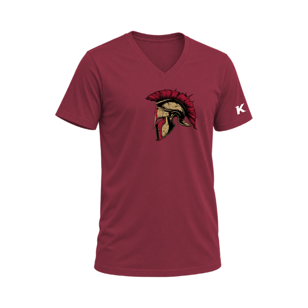Baseball Majors–Andrix Unisex Heather CVC V-Neck Tee – Spartan Helmet – Heather Cardinal – front mockup