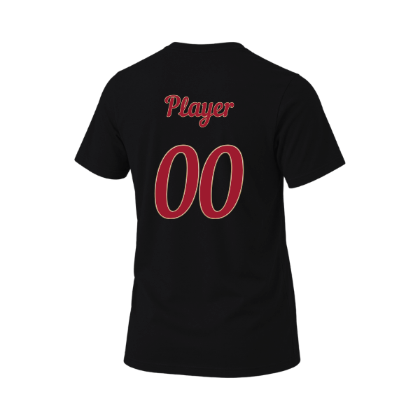 Baseball Majors–Andrix Unisex Heather CVC V-Neck Tee – Spartan Helmet – Solid Black Blend – back mockup