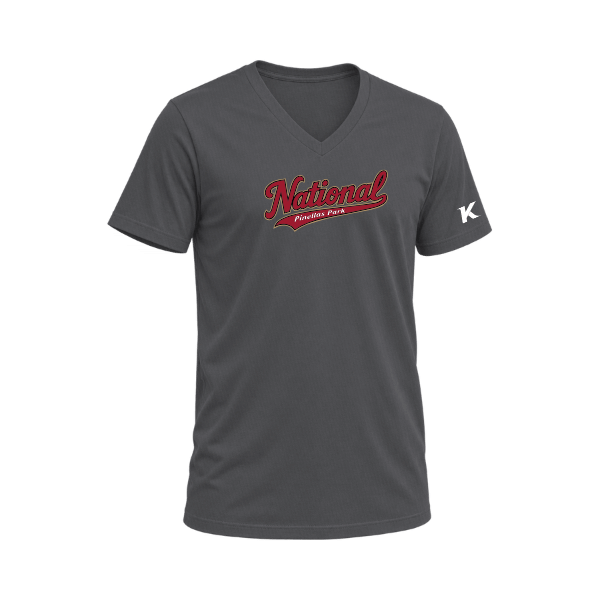 Baseball Majors–Andrix Unisex Heather CVC V-Neck Tee – National Script – Deep Heather – front mockup