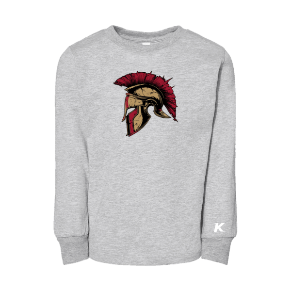 Baseball Majors–Andrix Toddler Jersey Long-Sleeve Tee – Spartan Helmet – Athletic Heather – front mockup
