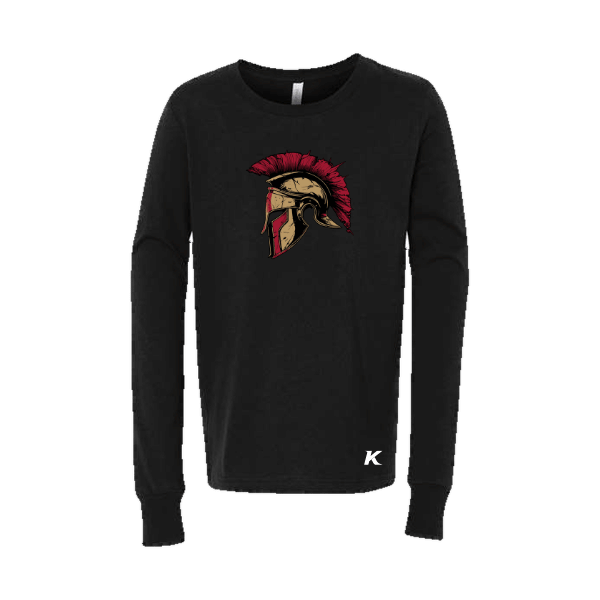 Baseball Majors–Andrix Youth Jersey Long-Sleeve Tee – Spartan Helmet – Black – front mockup