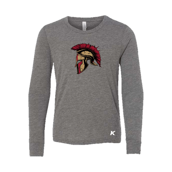 Baseball Majors–Andrix Youth Jersey Long-Sleeve Tee – Spartan Helmet – Gray Triblend – front mockup