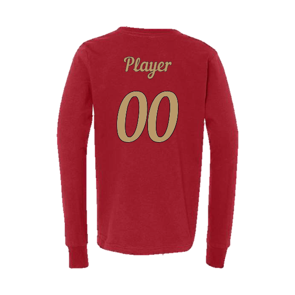 Baseball Majors–Andrix Youth Jersey Long-Sleeve Tee – National Script – Red – back mockup