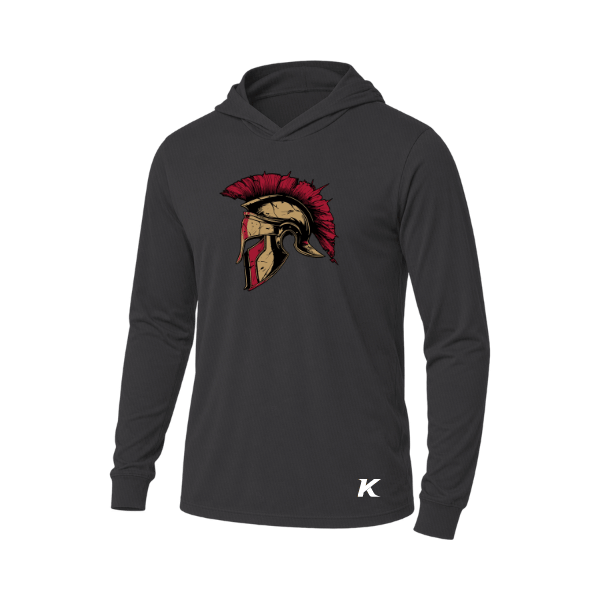 Baseball Majors–Andrix Unisex Jersey Long-Sleeve Hoodie – Spartan Helmet – Charcoal Black Triblend – front mockup