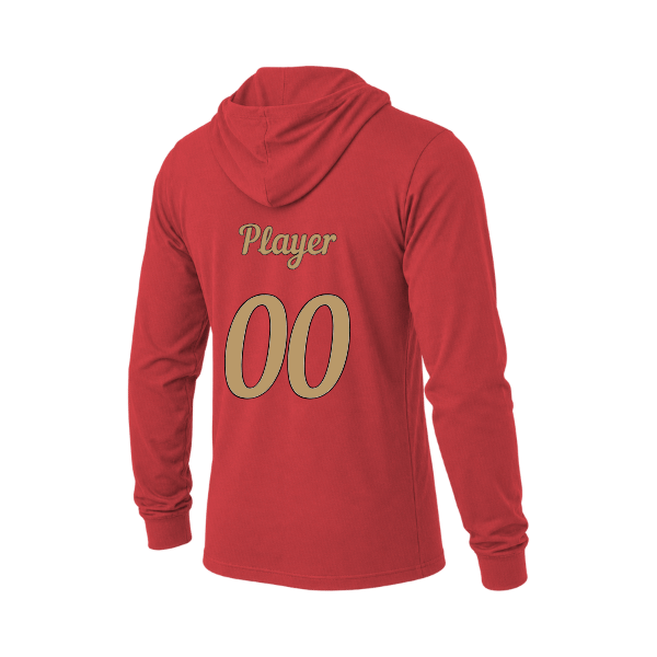 Baseball Majors–Andrix Unisex Jersey Long-Sleeve Hoodie – Spartan Helmet – Heather Red – back mockup