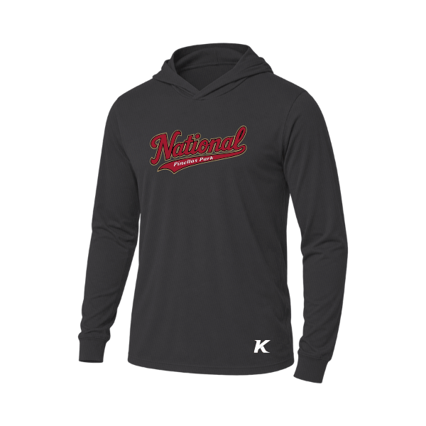 Baseball Majors–Andrix Unisex Jersey Long-Sleeve Hoodie – National Script – Charcoal Black Triblend – front mockup