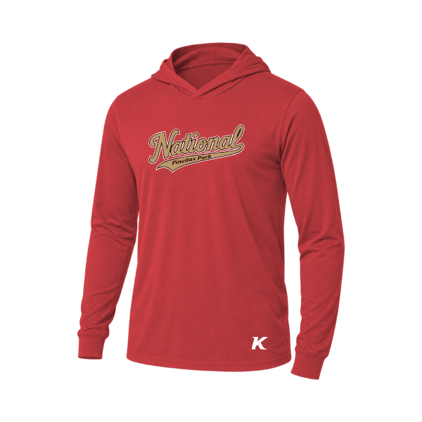 Baseball Majors–Andrix Unisex Jersey Long-Sleeve Hoodie – National Script – Heather Red – front mockup