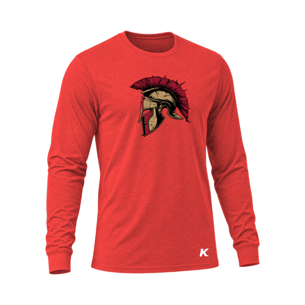Baseball Majors–Andrix Unisex Triblend Long-Sleeve Tee – Spartan Helmet – Red Triblend – front mockup