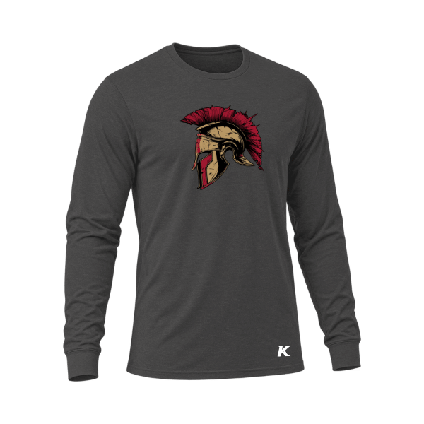 Baseball Majors–Andrix Unisex Triblend Long-Sleeve Tee – Spartan Helmet – Solid Dark Gray Triblend – front mockup