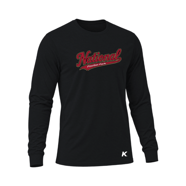 Baseball Majors–Andrix Unisex Triblend Long-Sleeve Tee – National Script – Solid Black Triblend – front mockup