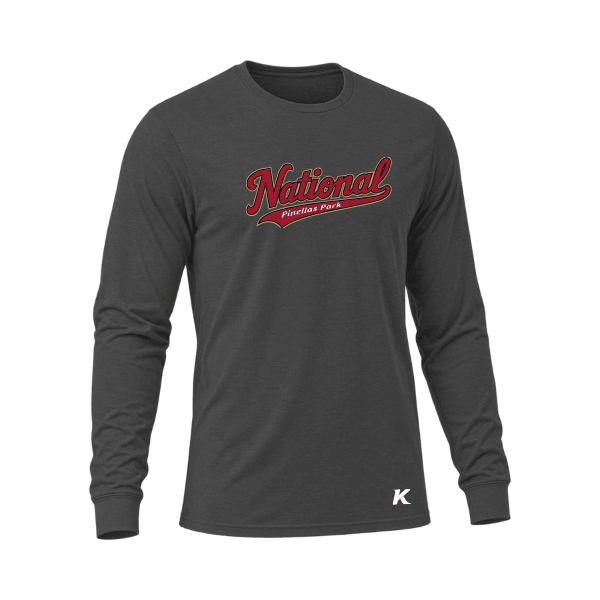 Baseball Majors–Andrix Unisex Triblend Long-Sleeve Tee – National Script – Solid Dark Gray Triblend – front mockup