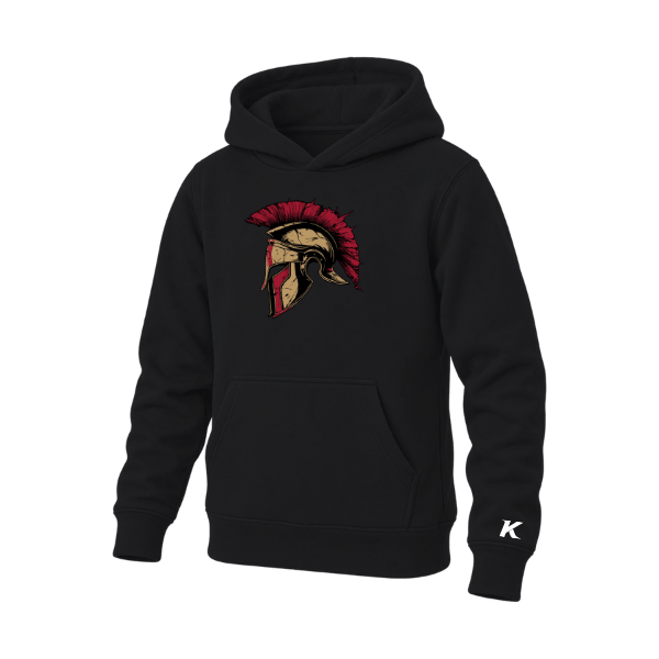 Baseball Majors–Andrix Youth Sponge Fleece Pullover Hoodie – Spartan Helmet – Black – front mockup