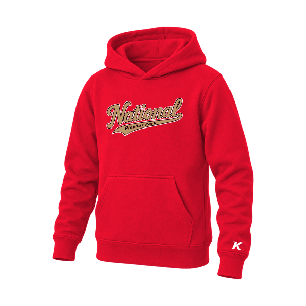 Baseball Majors–Andrix Youth Sponge Fleece Pullover Hoodie – National Script – Red – front mockup