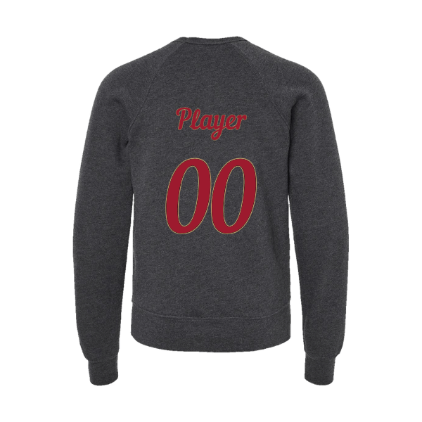 Baseball Majors–Andrix Youth Sponge Fleece Crewneck Sweatshirt – Spartan Helmet – Dark Gray Heather – back mockup
