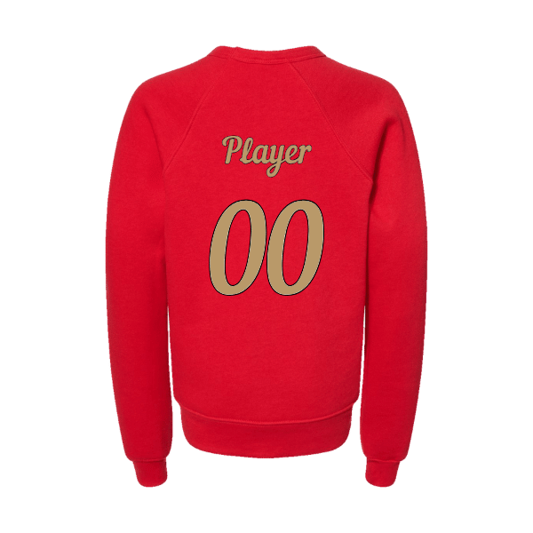 Baseball Majors–Andrix Youth Sponge Fleece Crewneck Sweatshirt – Spartan Helmet – Red – back mockup
