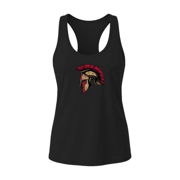 Baseball Majors–Andrix Women's Jersey Racerback Tank – Spartan Helmet – Black – front mockup