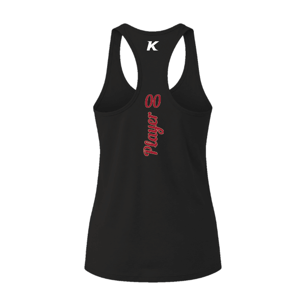Baseball Majors–Andrix Women's Jersey Racerback Tank – National Script – Black – back mockup
