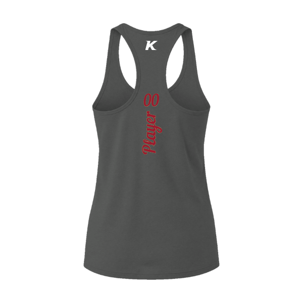 Baseball Majors–Andrix Women's Jersey Racerback Tank – National Script – Dark Gray Heather – back mockup