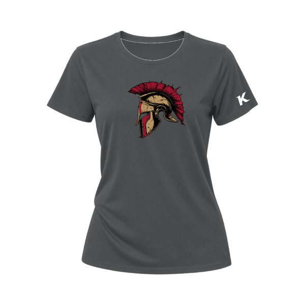 Baseball Majors–Andrix Women's Relaxed Jersey Tee – Spartan Helmet – Asphalt – front mockup