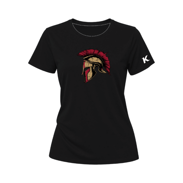 Baseball Majors–Andrix Women's Relaxed Jersey Tee – Spartan Helmet – Black – front mockup