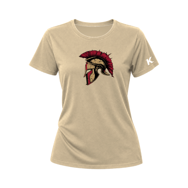 Baseball Majors–Andrix Women's Relaxed Jersey Tee – Spartan Helmet – Sand Dune – front mockup