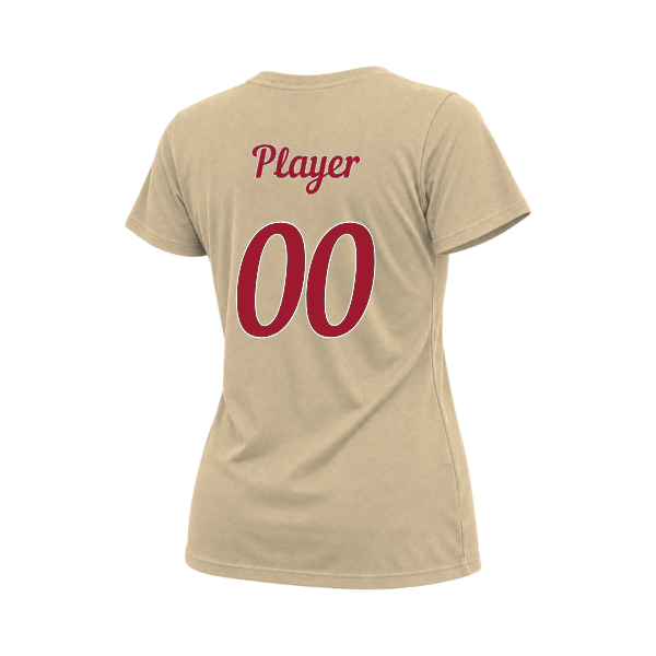 Baseball Majors–Andrix Women's Relaxed Jersey Tee – Spartan Helmet – Sand Dune – back mockup