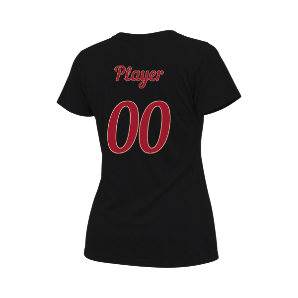 Baseball Majors–Andrix Women's Relaxed Jersey Tee – National Script – Black – back mockup