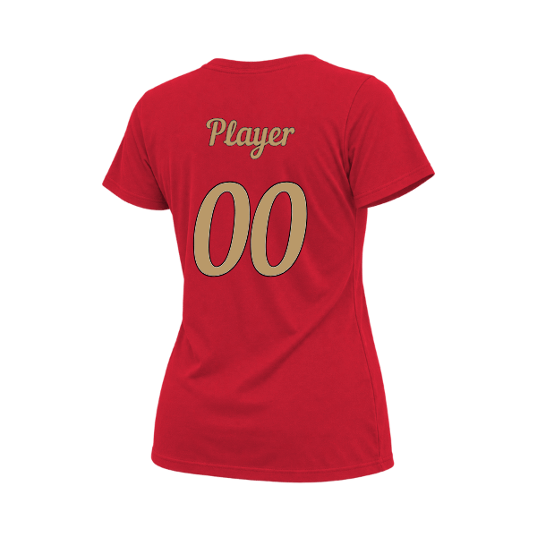 Baseball Majors–Andrix Women's Relaxed Jersey Tee – National Script – Red – back mockup