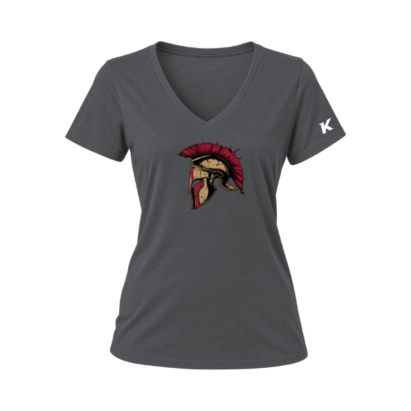 Baseball Majors–Andrix Women's Relaxed Jersey V-Neck Tee – Spartan Helmet – Asphalt – front mockup