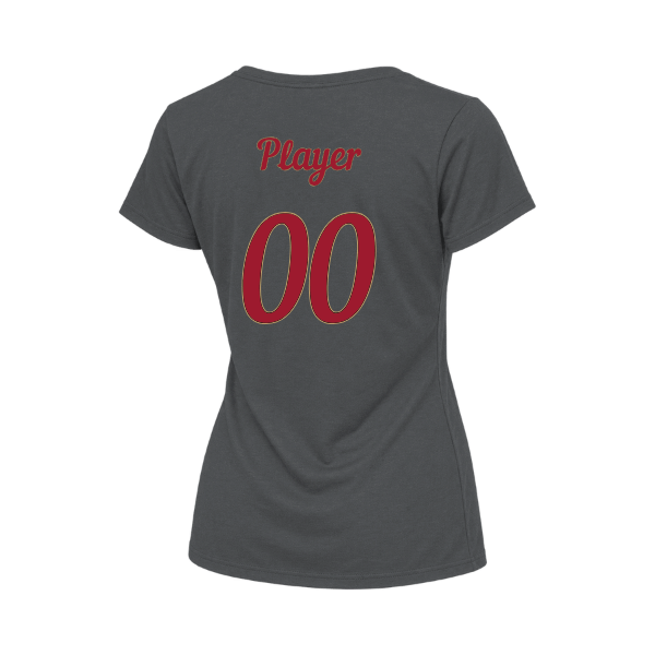 Baseball Majors–Andrix Women's Relaxed Jersey V-Neck Tee – Spartan Helmet – Asphalt – back mockup