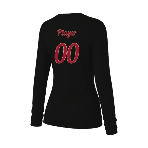 Baseball Majors–Andrix Women's Jersey Long-Sleeve Tee – Spartan Helmet – Black – back mockup