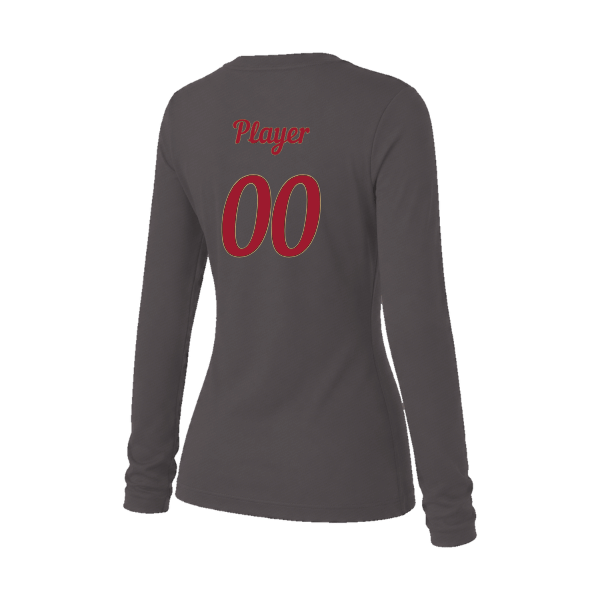 Baseball Majors–Andrix Women's Jersey Long-Sleeve Tee – Spartan Helmet – Dark Gray Heather – back mockup