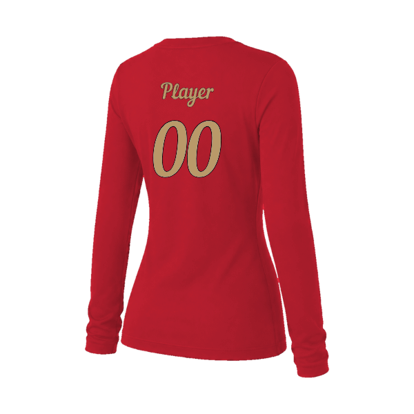 Baseball Majors–Andrix Women's Jersey Long-Sleeve Tee – National Script – Red – back mockup