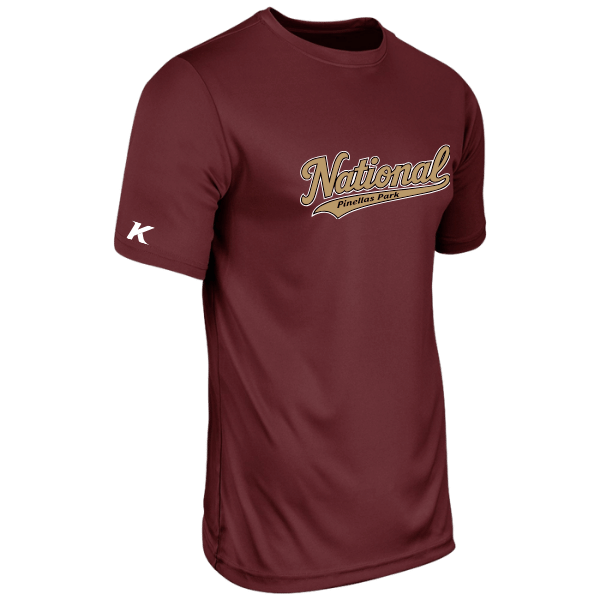 Baseball Majors–Andrix Vision Performance Short-Sleeve Tee – National Script – Cardinal – front mockup