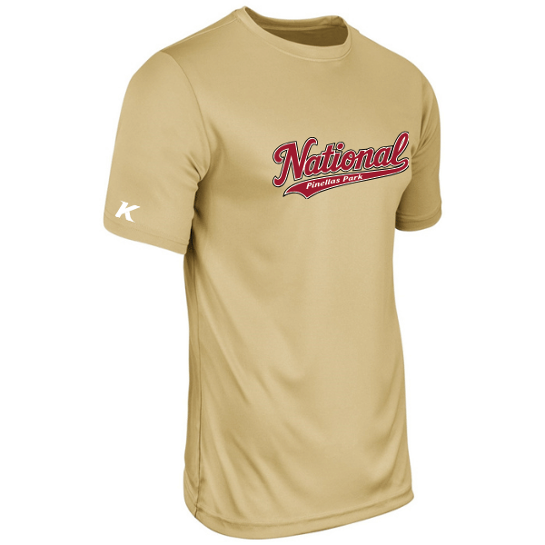 Baseball Majors–Andrix Vision Performance Short-Sleeve Tee – National Script – Vegas Gold – front mockup