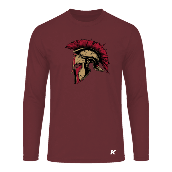Baseball Majors–Andrix Vision Performance Long-Sleeve Tee – Spartan Helmet – Cardinal – front mockup