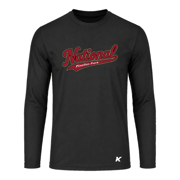 Baseball Majors–Andrix Vision Performance Long-Sleeve Tee – National Script – Black – front mockup