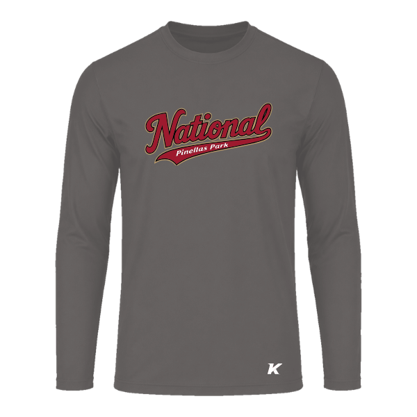 Baseball Majors–Andrix Vision Performance Long-Sleeve Tee – National Script – Charcoal – front mockup