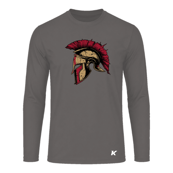 Baseball Majors–Andrix Youth Vision Performance Long-Sleeve Tee – Spartan Helmet – Charcoal – front mockup