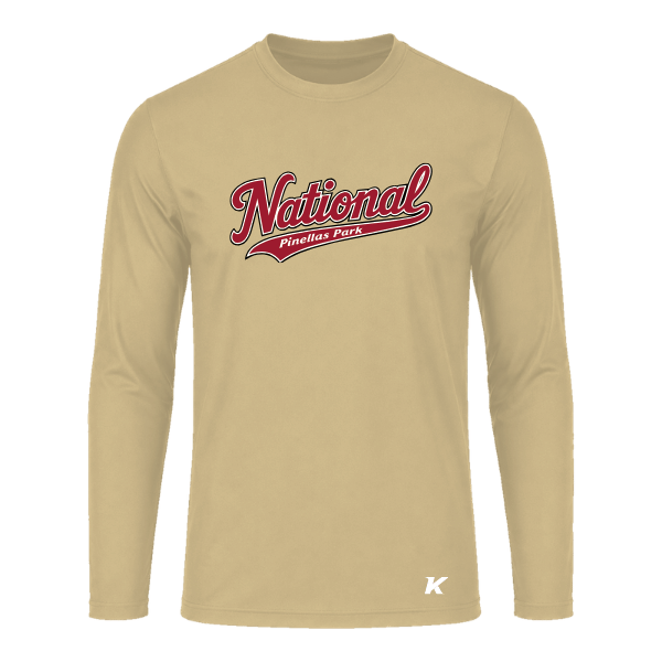Baseball Majors–Andrix Youth Vision Performance Long-Sleeve Tee – National Script – Vegas Gold – front mockup